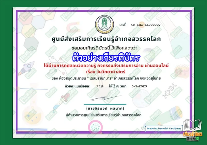 ทำข้อสอบวัดระดับความรู้เรื่อง วันวิทยาศาสตร์แห่งชาติ