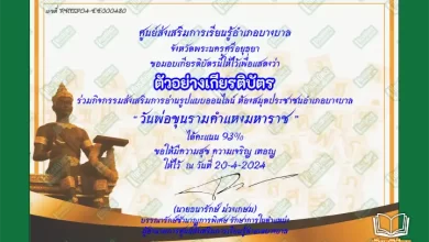 ทำข้อสอบวัดระดับความรู้ วันพ่อขุนรามคำแหงมหาราช รับเกียรติบัตรออนไลน์ ทำข้อสอบวัดระดับความรู้เรื่อง สัปดาห์ห้องสมุด ทำข้อสอบวัดระดับความรู้เรื่อง สัปดาห์ห้องสมุด